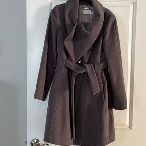 Karen Millen dark taupe wool/angora blend coat